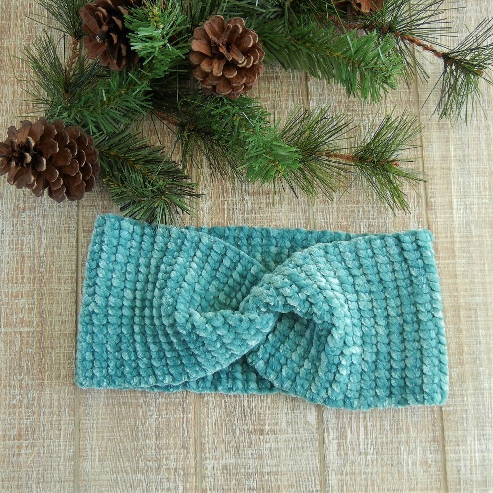 Luxury Twisted Velvet Crochet Headband Ear Warmer